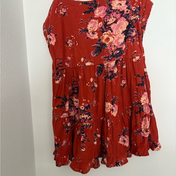 Free People oversized cotton corduroy earthy floral babydoll dress size S - Picture 4 of 7